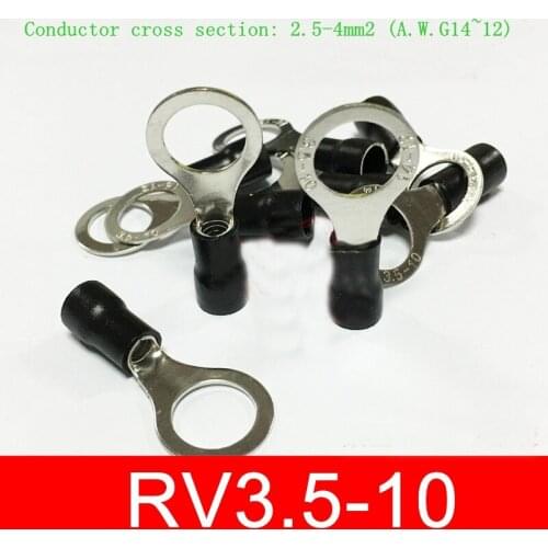 15pcs pre-insulated terminal cold-pressed terminal block O-shaped round copper nose black