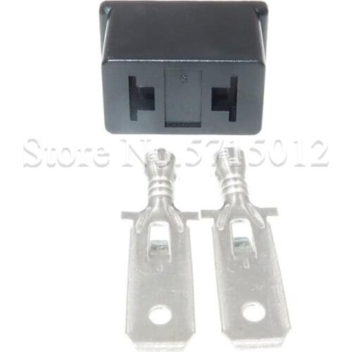 2 Hole 6.3mm Series Black Female Automotive Connector With Termianls For Car Wiring Harness Socket