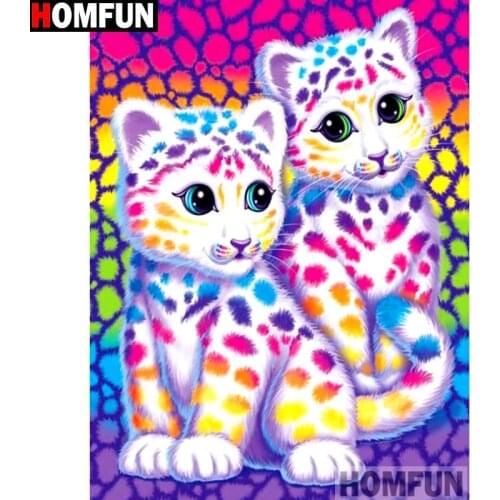 HOMFUN Full Square/Round Drill 5D DIY Diamond Painting "Cartoon leopard" Embroidery Cross Stitch 5D Home Decor Gift A14759
