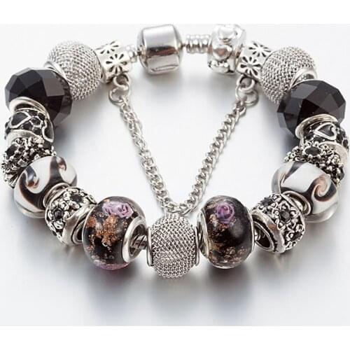 ANNAPAER Dropshipping New Flower Charm Bracelets & Bangles With Snake Chain Crystal Beads Bracelet for Women Jewelry Gift B15162