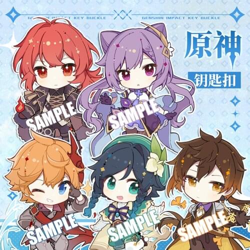 Game Anime Genshin Impact Diluc Venti Keqing Tartaglia Zhongli Keychain Cartoon Acrylic Keyring Cosplay Pendant Toy Xmas Gift