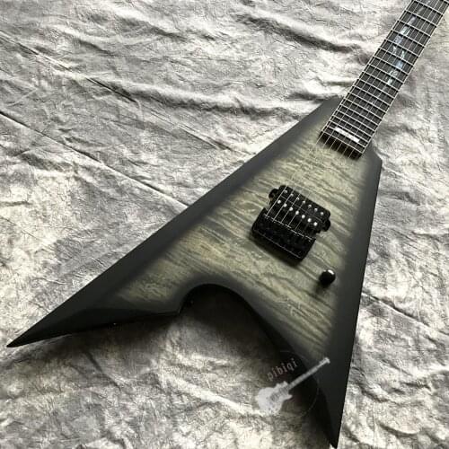 Custom shop, matte black, 7-string, flame cover, flame neck, maple binding fingerboard edge, side light point, customizable logo