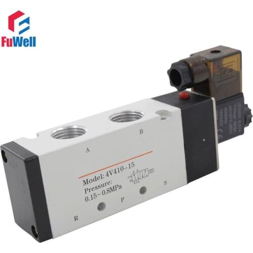 4V410-15 Pneumatic Solenoid Valve DC24V PT1/2 Aluminum Alloy 5 Ports 2 Positions Electric Air Control Valve