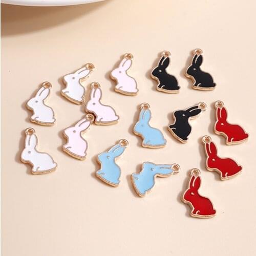 10pcs 11*16mm Cute Enamel Rabbit Charms for Jewelry Accessories DIY Candy Color Animal Charms Necklaces Pendants Earrings Making