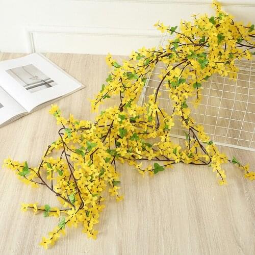 Artificial Winter Jasmine Flower Rattan Fake Yellow Flowers Home Shop Decoration
