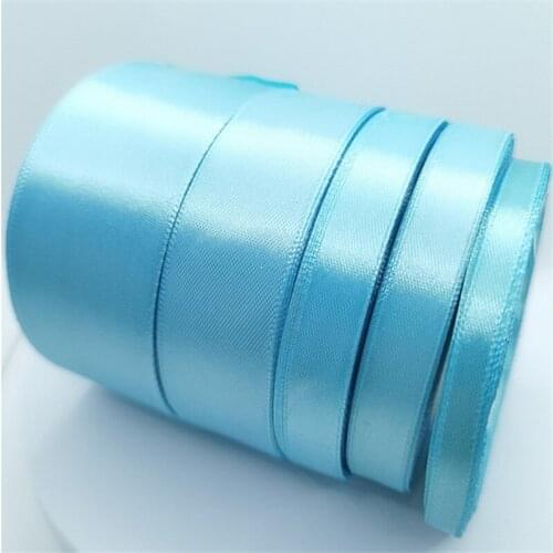 1Roll 6mm 10mm 15mm 20mm 25mm 40mm 50mm Blue Satin Ribbons Christmas Wedding Party Decoration Gift Wrapping Light Blue Ribbons