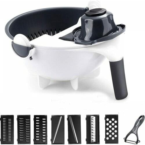 Multi-function Shredder Chopper Drain Basket Potato Chips Vegetable Shredder Radish Grater Kitchen Tool
