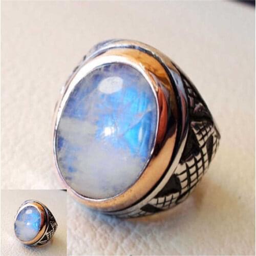 Fashion New Bohemia Womens Rainbow Moonstone Ring Size 6-10 Synthetic gem