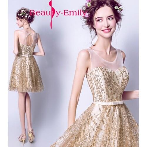 Fashionable Champagne Tulle Short vening Dresses lace up Back A-line Formal Wedding Party Dress squines Reception Gown vestido