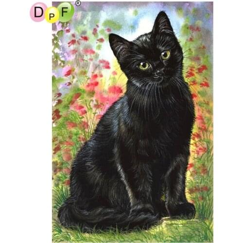 DPF DIY A black cat 5D wall painting diamond painting cross stitch crafts diamond embroidery home decor diamond mosaic square