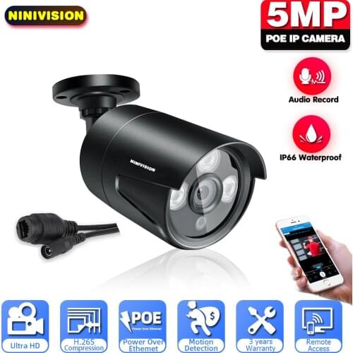 Face Record 5MP SONY IMX335 Hi3516EV300 5MP Audio POE IP Camera Outdoor CCTV Surveillance Bullet Camera IR Led P2P ONVIF 48V POE