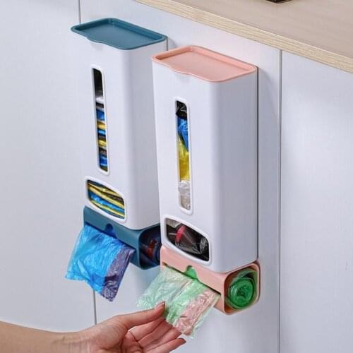 Storage Box Wall Mounted Large Capacity Plastic Garbage Bag Container for Home Organization Kitchen Storage Garden