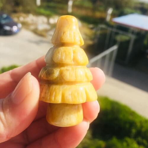 1PCS Natural Hand Carved Jasper stone Christmas Tree Shape Healing Crystal Christmas Tree For Christmas Gift