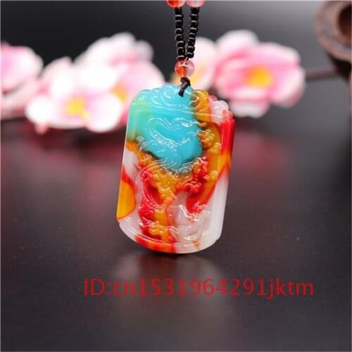 Jade Amulet Women Jewelry Men Color Natural Dragon Hand Carved Pendant Gifts Chinese Jadeite Charm Necklace Fashion for
