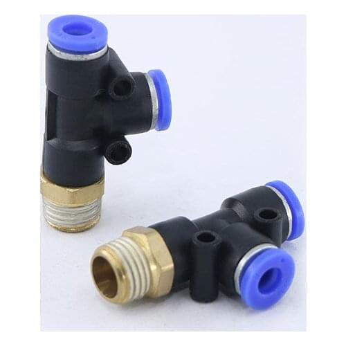 PB Pneumatic Quick Insert T Type Tee Straight Threaded Joint Threaded Tee PB Series Pneumatic Component Blue Pneumatic Joint