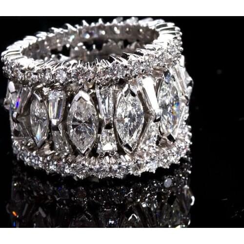 Luxury Hollow Plated Crystal Zircon Ring Fashion Big Engagement Rings For Women Wedding Party Jewelry Accessories Gift B4X551