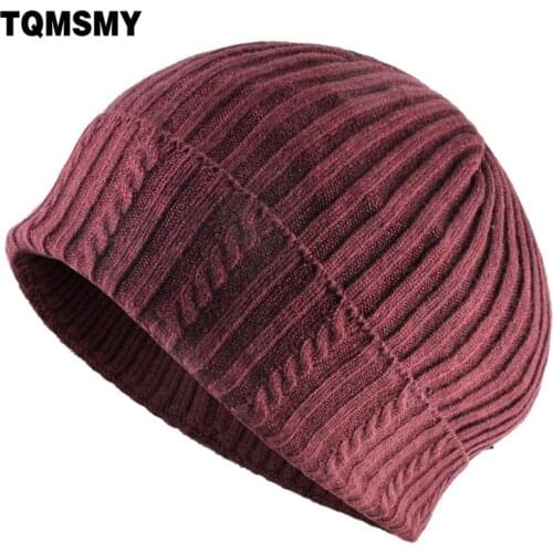TQMSMY Solid Color Skullcap Knitted Wool Skullies Beanies Men Autumn Winter Knit Hats For Boys Outdoor Warm Gorras Cap TMA92