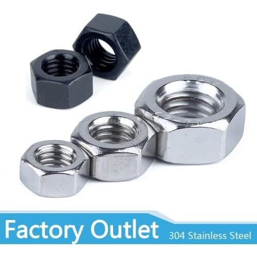 Black Grade 8.8 or 304 Steel DIN934 Hex Hexagon Nut for M1.6 M2 M2.5 M3 M4 M5 M6 M8 M10 M12 M14 M16 M20 M24 Screw Bolt