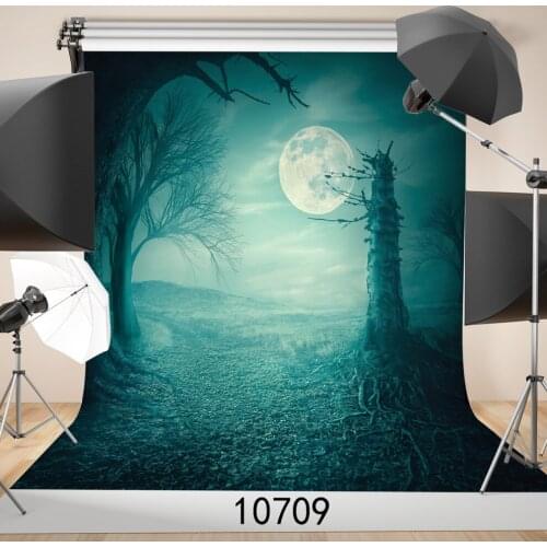 Dying Forest Under Moon Photographic Background Customize Halloween Backdrop Vinyl Photography Backdrop For Photoshoot