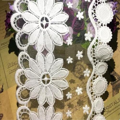 Water soluble cotton thread skirt lace mesh embroidery large barcode diy water soluble white flower lace