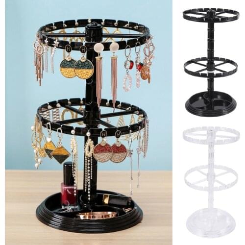 Rotating Jewelry Organizer Plastic Jewelry Display Stand Rack Clear Jewelry Dish Holder for Earrings Necklace Bracelet Pendant