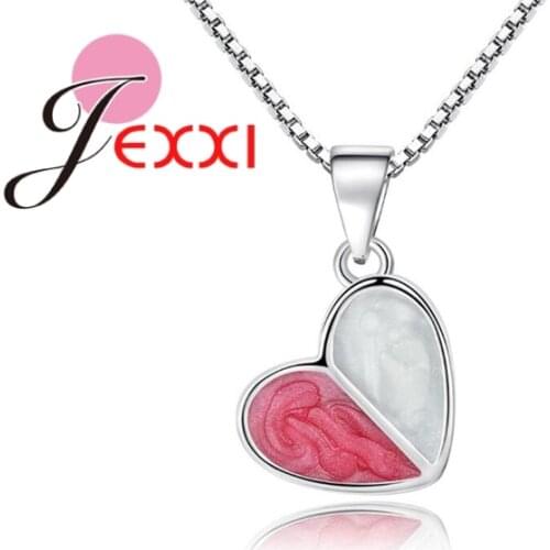 High Quality Chic Romantic 925 Sterling Silver Pink Heart Necklace For Women Girls Best Christmas Gift Accessories