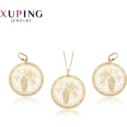 Xuping Fashion Design Rural Style Gold Color Plated Set for Women Hot Sell Imitation Jewelry Sets for Thanksgiving 60214