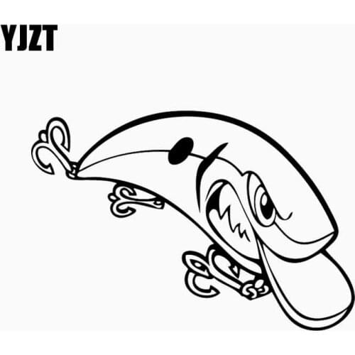 YJZT 16.3CM*11.8CM Car Sticker Fishing Lure Decal Vinyl Car Truck Window Decor Black/Silver C24-1083