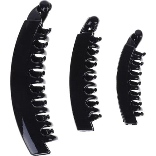 3Size Black Plastic Hairpin Banana Hair Clips Solid Women Ladies Hair Claws DIY Pins Makeup Tool Fashion Headwear For Women Girl