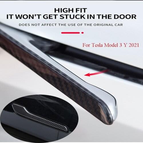 Model 3 2021 Door Handle Protection Sticker For Tesla Model Y Carbon Fiber ABS Scratch Protection Film Accessories Model Three
