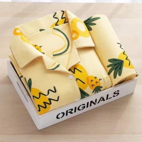 Long Sleeve Large Size Cartoon Nightgown Cotton Pajamas for Women 2021 Cute Pajamas Set Woman 2 Pieces Summer Clothes Cardigan