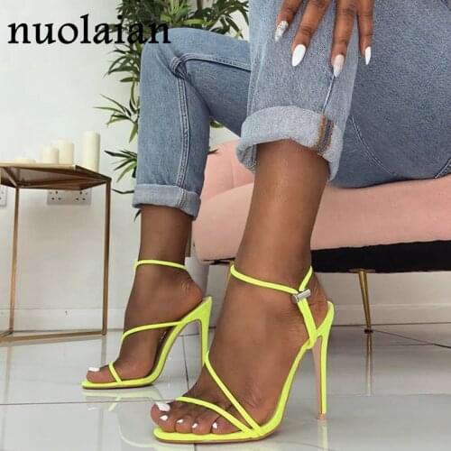 Women Faux Suede Leather Pumps Dress Summer High Heels Peep Toe High Heel Shoes Ankle Strap Pump Shoes Wedding Sandal Shoe 11CM