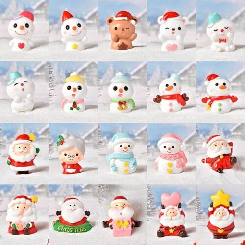 1/2pcs Resin Christmas Decoration Santa Claus Snowman Tree Micro Landscape Model DIY Miniature Garden Figurines Home Decoration