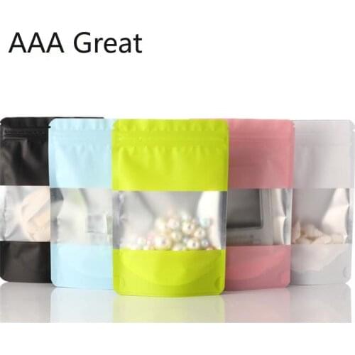 100Pcs/Lot Aluminum Foil Zip Lock Packaging Bags Self Seal Food Plastic Mylar Foil Zipper Grocery Storage Pouches Stand Up Bag