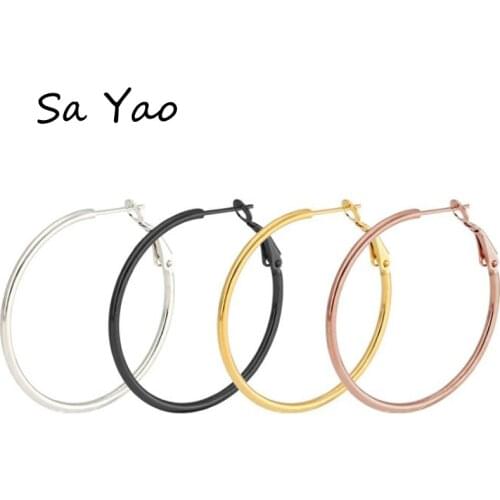 2Piece Rose Gold Silver Female Big Hoop Earrings Punk Love Round Earring Stainless Steel Hoop Earring Jewelry for Women Wedding