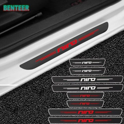4pcs Carbon Fiber Car Door Sills Protector Sticker For Kia NIRO