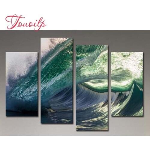 4pcs/set Wave view 5d Diamond Painting Cross Stitch Pattern Diamond Embroidery Mosaic Full Drill Home Decor DIYPainting