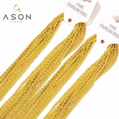 ASONSTEEL 2mm Width Stainless Steel Rope Chain Necklace Gold Choker Wholesale DIY for Pendant Anti-Allergy