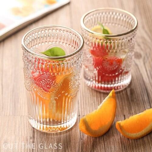 Nordic Glass Cup Beer Drinkware Coffee Mugs Drinkging Water Cup ISN Thickened Juice Wine Glasses Italian Vintage Relief