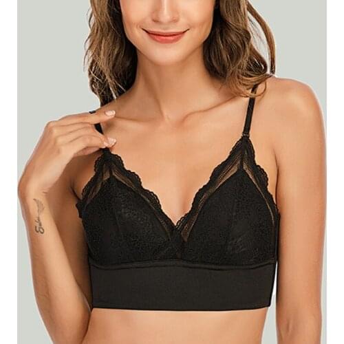 Women Sexy Lace Padded Triangle Bralette U Backless Wireless Soft Cup Bra Halter Convertible Multiway Push Up Underwear