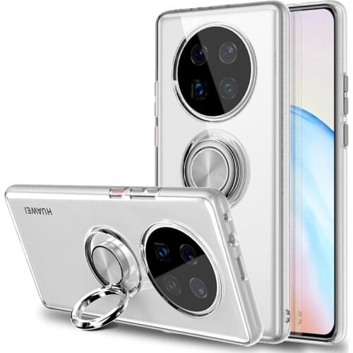 For Huawei Mate 40 Pro Plus Case With Ring Stand Magnet Soft Transparent Protective Back Cover case for Mate 40 40pro Mate40