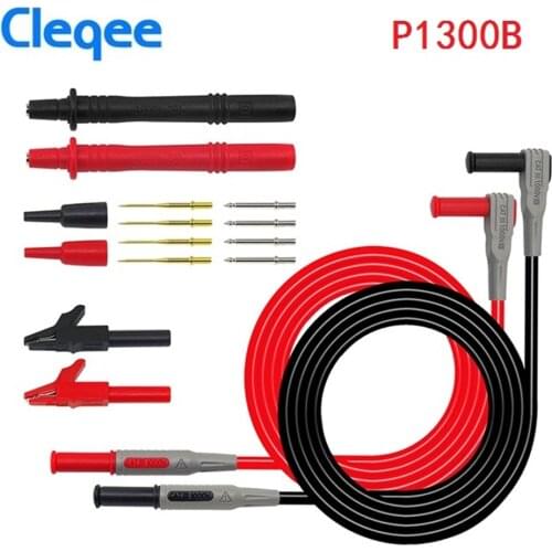 Cleqee P1300B 12-in-1 Super Multimeter Probe Replaceable Probe Clamp Multi Meter Test Lead kits + Alligator Clips