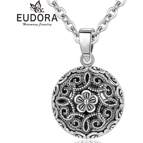 Eudora Harmony Pregnancy ball Necklace Pregnancy bola ball pendant with Flower of life Luxury Vintage Jewelry for pregnant woman