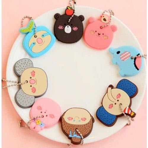 2021 Hot Sale Cute Cartoon Student Silicone Key Headgear Silicone Protective Keychain Key Control Dust Cover Home Accessories