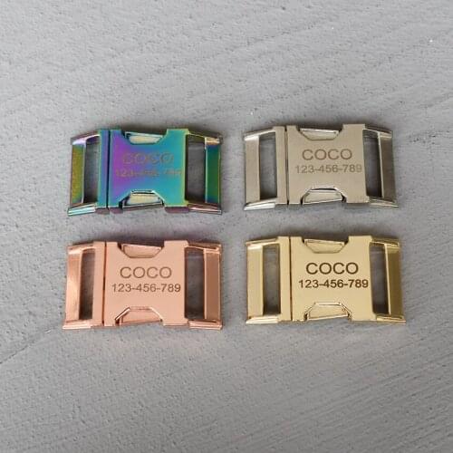 LOGO 20 Pcs 25mm Laser Engraving Metal Side Release Buckles Pets Collar Backpack Bag Webbing Buckle Paracord Bracelet Hardware