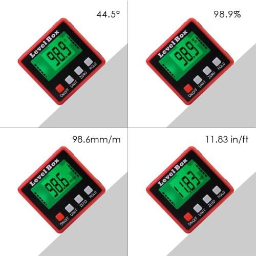 Magnetic Digital Inclinometer Level Box 360 Degree Mini Digital Protractor Gauge Angle Meter Finder Protractor Base Measure Tool