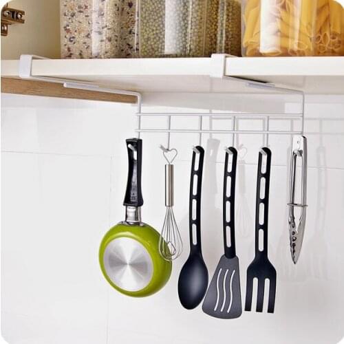 Multifunctional Iron Cabinet Seamless Cooktops Storage Rack Kitchen Organizer Row Hooks