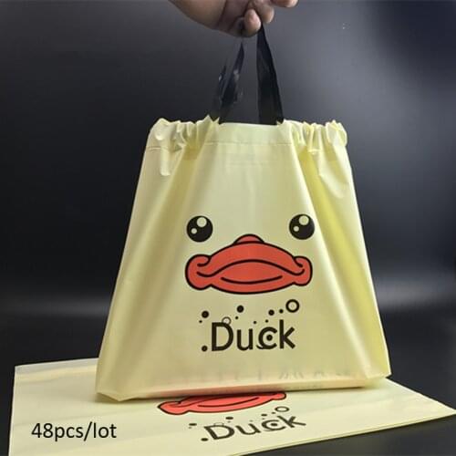 Moana 48pcs/lot 35x24x11cm Plastic Gift Bags For Childens Ware, Women, Store Bag, Takeaway Bags, Matte Finish With Duck Logo