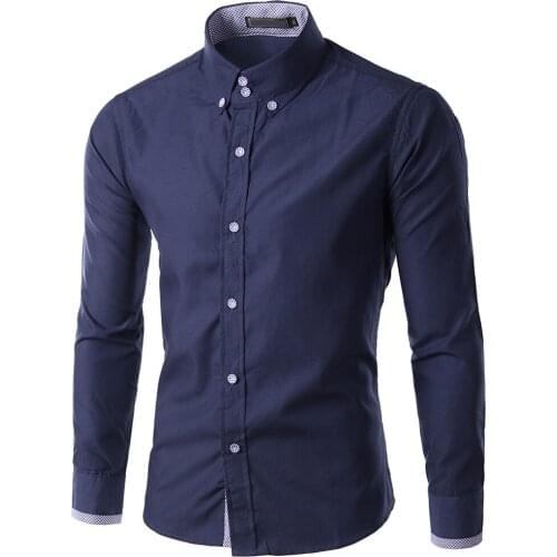 Fashion High Quality Mens New Recreational Button Long Sleeve Shirt Pure Long Sleeve Top Shirt Men Slim Fit Business Shirt