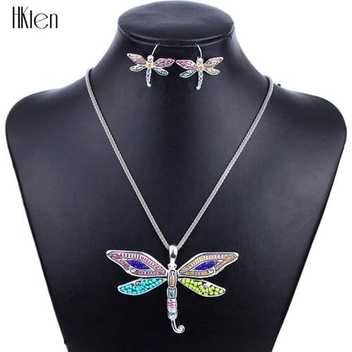 MS1504265 Fashion Jewelry Sets Hight Quality Necklace Sets For Women Jewelry Silver Plated Dragonfly Unique Design Party Gifts